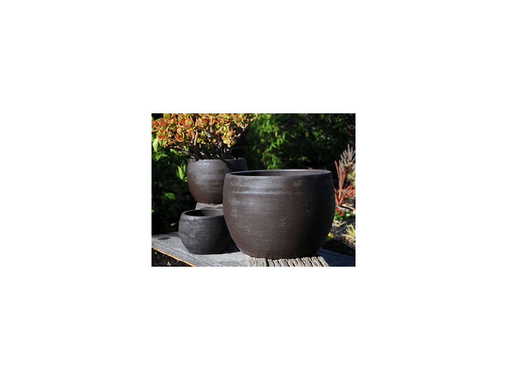 LAGUNA DRUM PLANTER, ESPRESSO CLAY, SET OF 3 - 16.5" X 12.0", 12.0" X 9.0", 8.5" X 6.0"