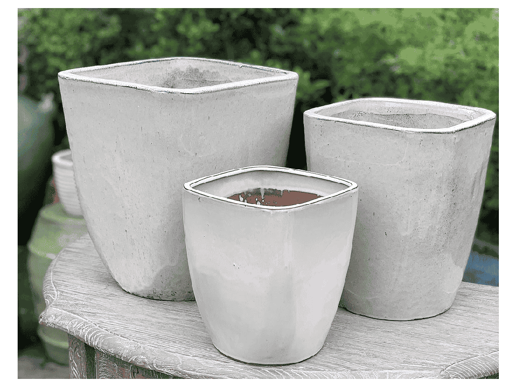 [PY-1694VNL-S3] LAGUNA SQUARE PLANTER, VANILLA, SET OF 3- 11.0"x13.0", 9.0"x11.0" , 6.5"x8.0"