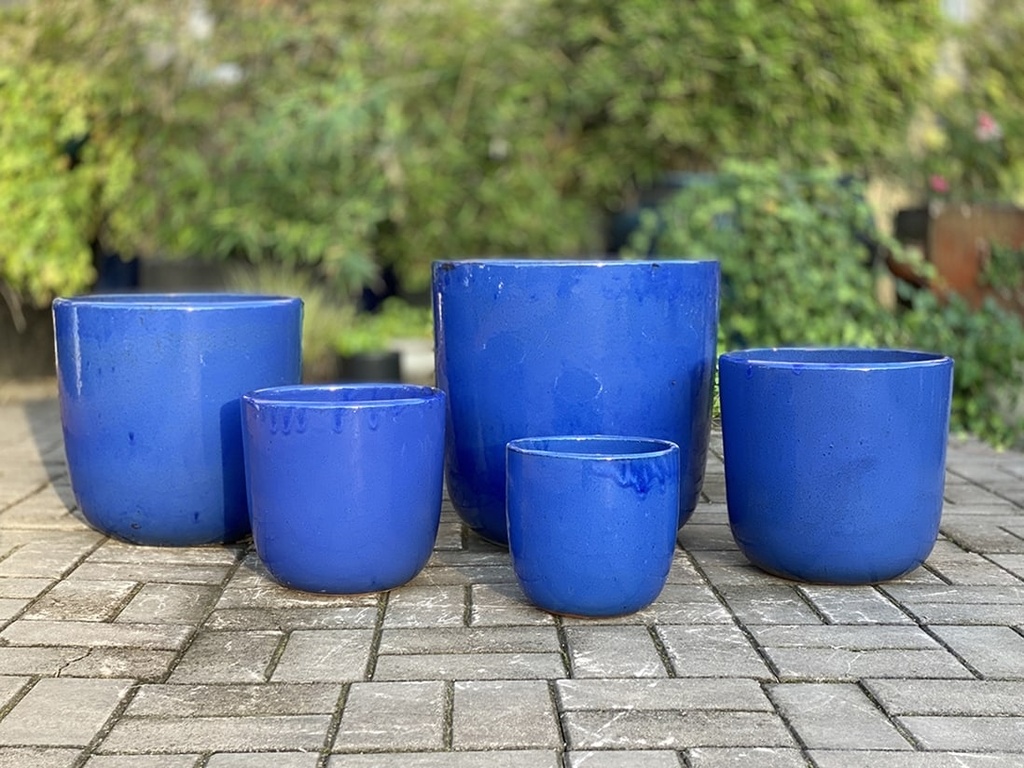[PY-1695FBL-S5] LAGUNA BUCKET PLANTER, FALLING BLUE,  17.5"x17.5" 14.5"X14.5", 12.0"X12.0", 10.5"X10.5", 8.5"X8.5"