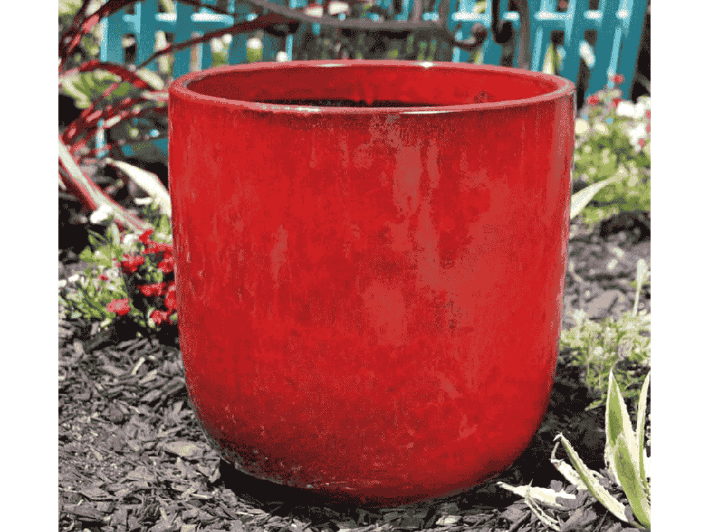 LAGUNA BUCKET PLANTER, TROPICAL RED, SET OF 4- 14.5" X 14.5", 12.0" X 12.0", 10.5" X 10.5", 8.5" X 8.5"