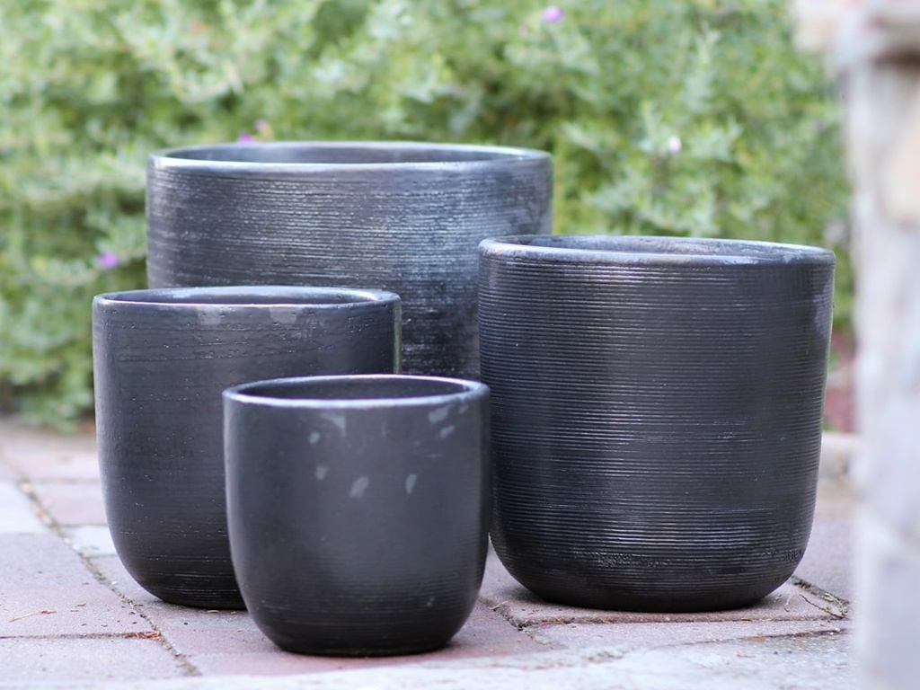 GOOD EARTH BUCKET PLANTER, SILVER, SET OF 4 -14.5"x14.5", 12.0"x12.0", 11.0"x11.0", 8.5"x8.5"