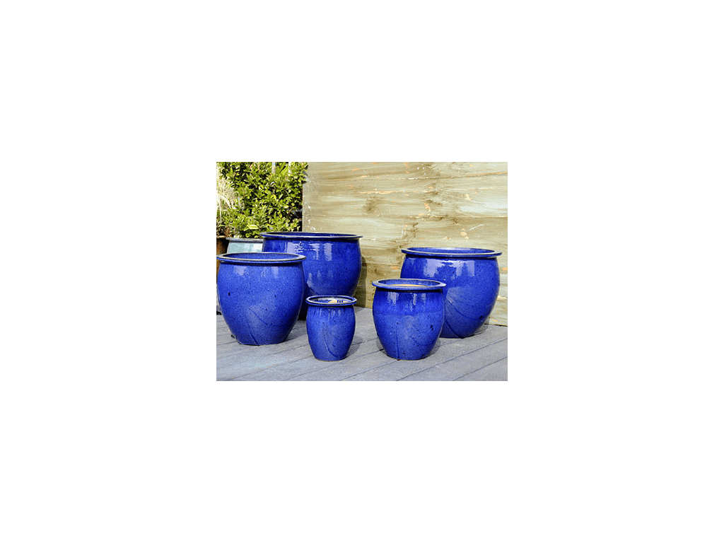 [PY-5250FBL-S4] CLASSIC FISH BOWL PLANTER, FALLING BLUE, SET OF 4 - 19"x16", 15"x15", 12"x12" ,8"x9"