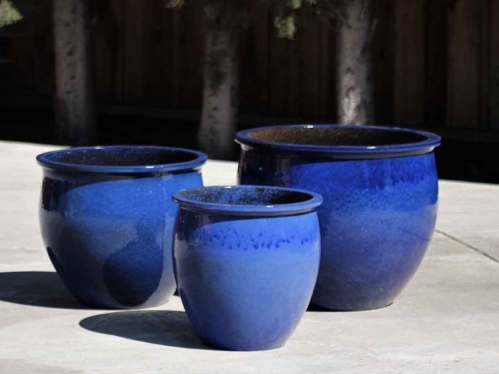 [PY-5250FBL-S5] CLASSIC FISH BOWL PLANTER, FALLING BLUE, SET OF 5 -23"X18.5", 19"x16", 15"x15", 12"x12" ,8"x9"