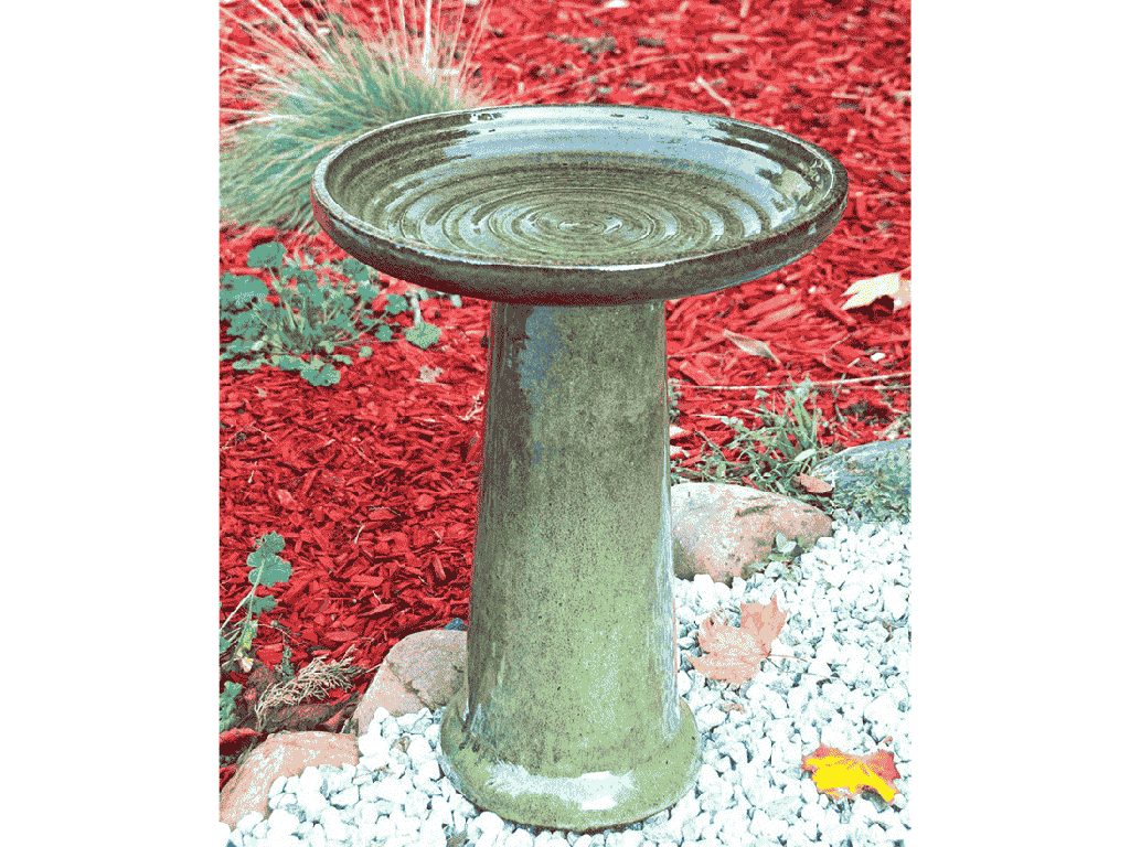 VORTEX BIRDBATH/LOCKING TOP, TROPICAL GREEN, 15"X19"
