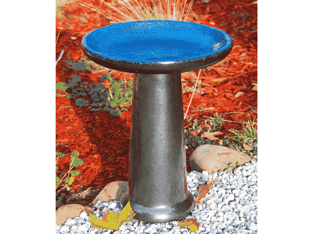 SUWANEE BIRDBATH/LOCKING TOP, FALLING BLUE, 15"X19"