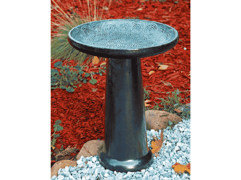 SUWANEE BIRDBATH/LOCKING TOP,ICE BLUE, 15"X19"