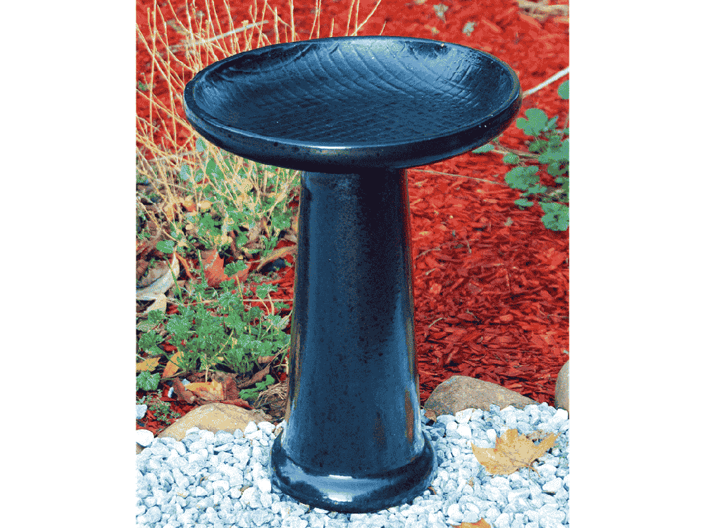 CHECKERBOARD BIRDBATH/LOCKING TOP, IRON, 15"X19"