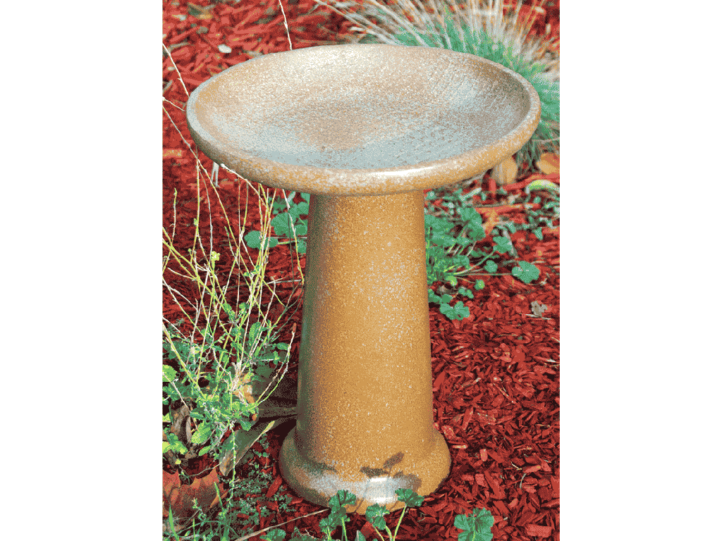 CHECKERBOARD BIRDBATH/LOCKING TOP, RAKU, 15"X19"