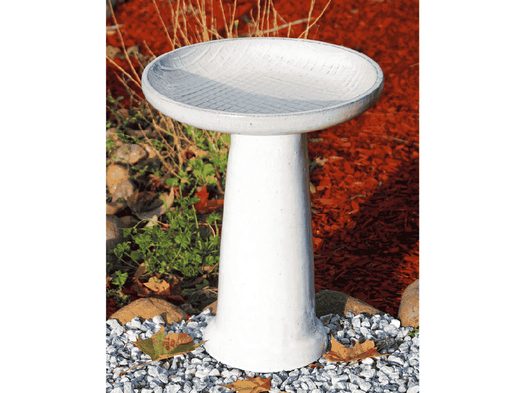 CHECKERBOARD BIRDBATH/LOCKING TOP, VANILLA, 15"X19"
