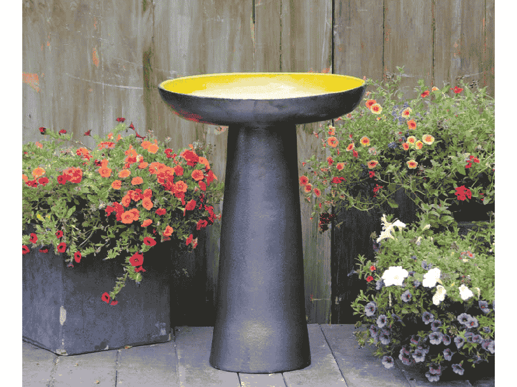 VICHY BIRDBATH/LOCKING TOP, ATOMIC YELLOW, 19"X27.50"