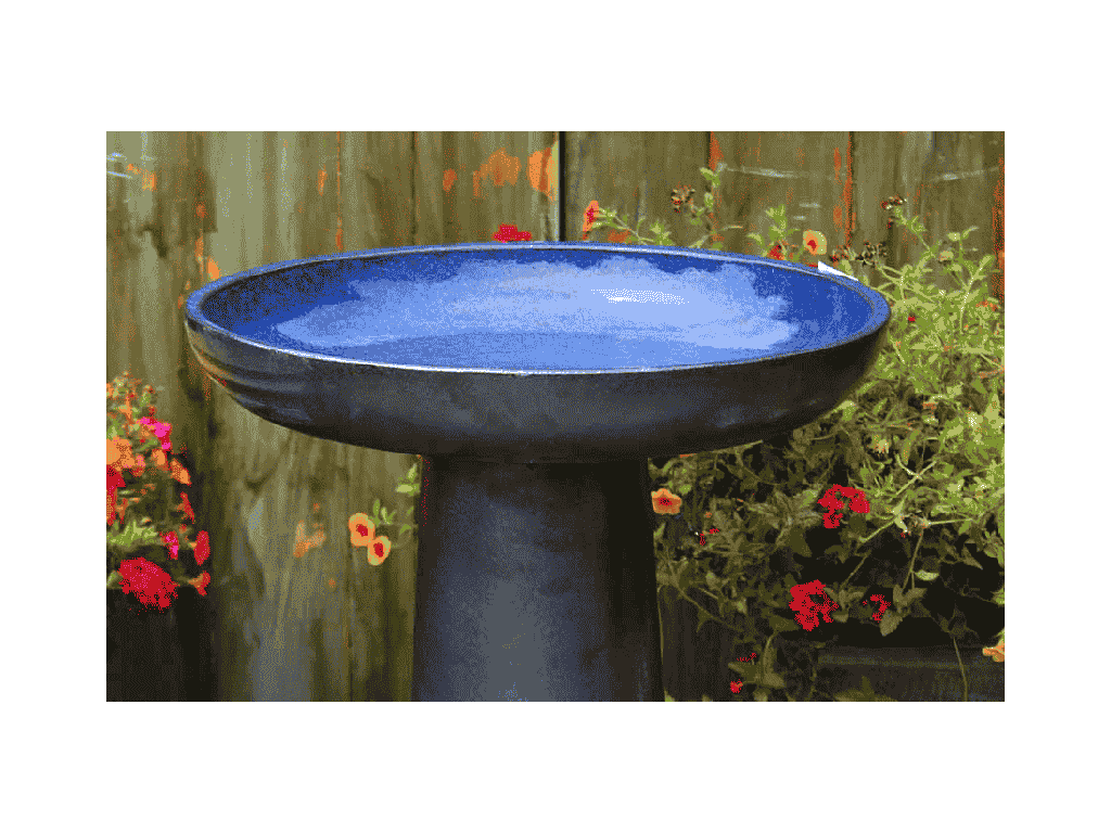 VICHY BIRDBATH/LOCKING TOP, FALLING BLUE, 19"X27.50"