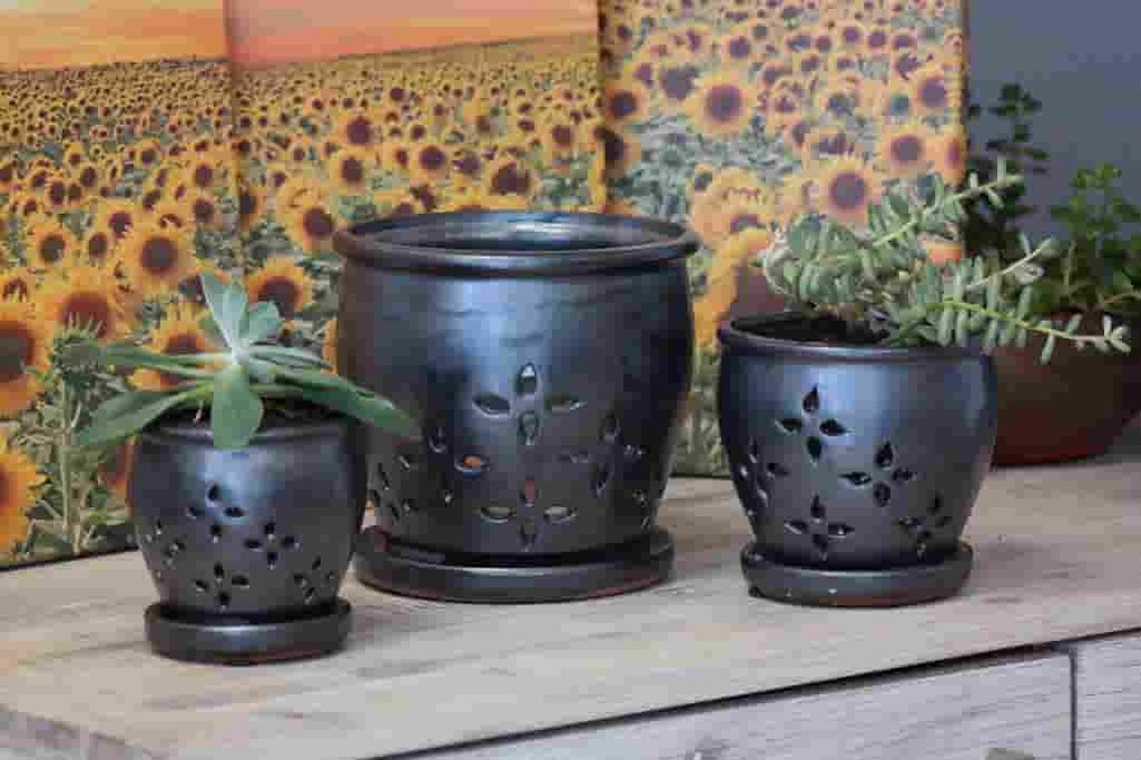 [PY-O5079SVR-B-C6] HILO ORCHID POT, SILVER, 6" X 5", (SOLD BY CASE OF 6)