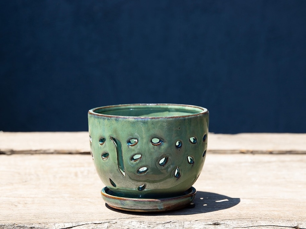 LEHUE ORCHID PLANTER, JADE, 6.0"X4.5", SOLD IN CASE OF 6