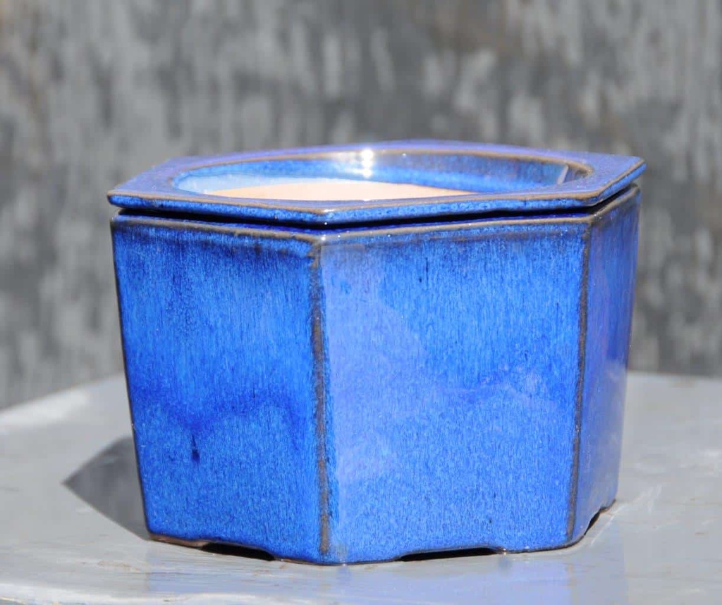 [PY-S1351FBL-A-C6] HEXAGON SW POT, FALLING BLUE SIZE A 6.25" x 5.5" (SOLD IN CASE OF 6)