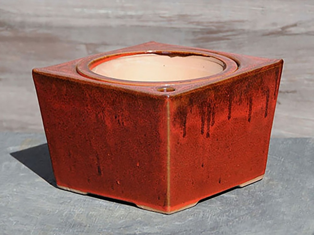 [PY-S1355TRD-A-C4] SQUARE SW POT, TROPICAL RED, SIZE A 8.5"x6.0" (SOLD IN CASE OF 4)