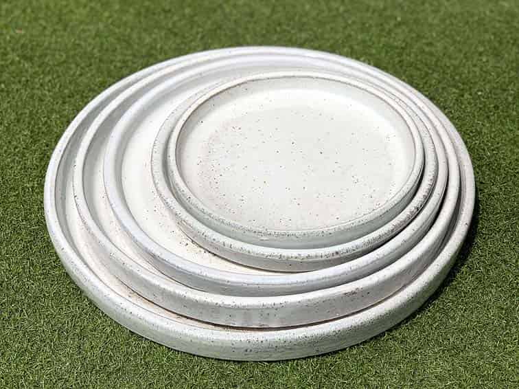 ROUND SAUCER, WHITE SPOT, OD 13.5", ID 12"