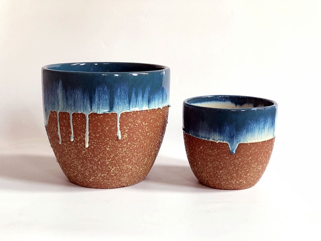 VALENCIA,AZURE CASTING SAND,SET OF 2- 11.5"X10.0",8.5"X7.5"