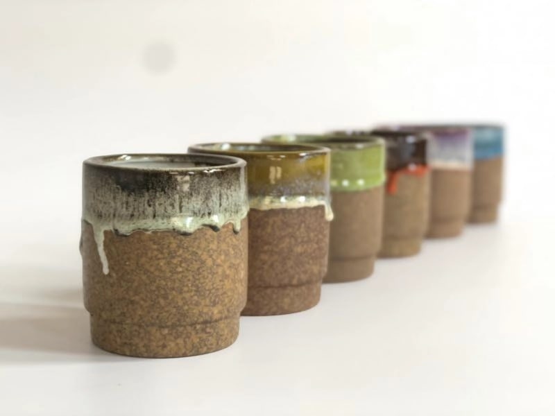 [PY-T1631MXD-C12] FLORET SUCCULENT CUP, MIXED COLOR DRIP GLAZE, 3.5"x4.0" (SOLD IN CASE OF 12)