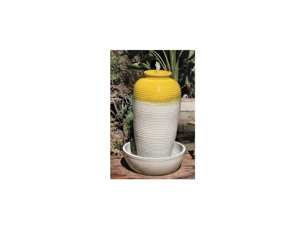 SONOMA JAR FOUNTAIN, EGG YOLK, JAR: 15.5"X35.5", BASE: 23.0" X 8.0"