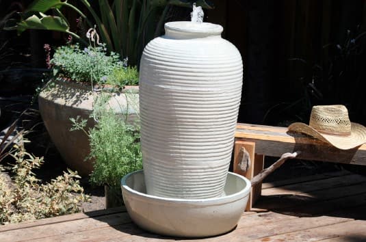 SONOMA JAR FOUNTAIN, VANILLA, JAR: 15.5"X35.5", BASE: 23.0" X 8.0"