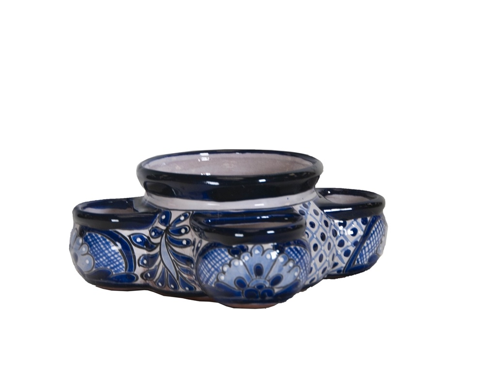 MUCURA, 10.5"x5", BLUE AND WHITE (LOW STRAWBERRY PLANTER, 5 OPENINGS)
