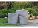 FIBER STONE CYLINDRICAL PLANTERS, CONCRETE LIGHT GREY, SET OF 3- 15.5"X15.5", 13.0"X13.0", 10.0"X10.0"