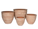 HORIZONTAL WAVE PLANTER, ITALIAN TERRA COTTA, SET OF 4- 23.5"X21.5", 19.5"X17.5", 16.5"X14.0", 13.0"X11.5"