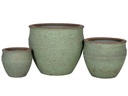 BASIN PLANTERS, GREEN LIME STONE, SET OF 3- 21.0"X17.5", 16.0"X13.0", 11.0"X9.5"