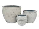 BASIN PLANTERS, IVORY NATURAL STONE, SET OF 3- 21.0"X17.5", 16.0"X13.0", 11.0"X9.5"