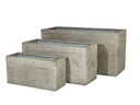 STONE BOX PLANTER, GREY STONE, SET OF 3- 39.5"X15.5"X19.5", 31.5"X12.0"X15.5", 23.5"X8.5"X12.0"