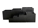 CUBE PLANTER BLACK POLY  FIBER, SET OF 7- 35.5"x35.5", 31.5"x31.5", 27.5"x27.5", 23.5"x23.5", 19.5"x19.5", 15.5"x15.5", 12"x12"