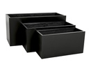 RECTANGULAR BOX PLANTER  BLACK POLY POLY FIBERS, SET OF 3- 39.5"x15.5"x19.5", 31.5"x12"x15.5", 23.5"x10"x12"