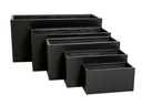 RECTANGULAR BOX PLANTER BLACK POLY FIBERS, SET OF 5- 59"x24.5"x27.5", 47"x19.5"x21.5", 39.5"x15.5"x19.5", 31.5"x12"x15.5" ,23.5"x10"x12"