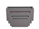 RECTANGULAR BOX PLANTER  DARK GREY POLY FIBERS, SET OF 4- 47"x19.5"x21.5", 39.5"x15.5"x19.5", 31.5"x12"x15.5", 23.5"x10"x12"