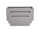 RECTANGULAR BOX PLANTER  LIGHT GREY POLY  FIBERS, SET OF 3-  39.5"x15.5"x19.5", 31.5"x12"x15.5", 23.5"x10"x12"