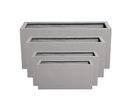 RECTANGULAR BOX PLANTER  LIGHT GREY POLY  FIBERS, SET OF 4- 47"x19.5"x21.5", 39.5"x15.5"x19.5", 31.5"x12"x15.5", 23.5"x10"x12"