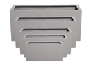 RECTANGULAR BOX PLANTERLIGHT GREY POLY FIBERS, SET OF 5-  59"x24.5"x27.5", 47"x19.5"x21.5", 39.5"x15.5"x19.5", 31.5"x12"x15.5" ,23.5"x10"x12"