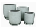 U SHAPE PLANTER, CONCRETE LIGHT GREY, SET OF 4- 17.5"X17.5, 15.0"X15.0", 12.5"X12.5", 10.5"X10.5"