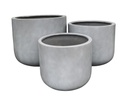 FIBERCLAY U-SHAPE WITHOUT STANDS, CEMENT, SET OF 3 - 17.5"X15",  15"X12.5", 12.5"X10.5"