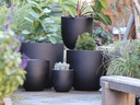 DEEP BOWL PLANTER, BLACK, SET OF 5- 25.5"X23.5", 21.5"X20", 17.5"X17.5", 15"X12", 10"X9"