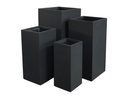 TALL SQUARE PLANTER, BLACK, SET OF 4-15.5"x15.5"x31.5", 13.5"x13.5"x27.5", 11"x11"x23.5", 9"x9"x19.5"