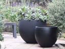 ROUND BALL PLANTER, BLACK, SET OF 2- 27"X22.5", 21"X17.5"