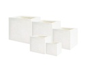CUBE FIBER PLANTER, VINTAGE WHITE, SET OF 5 - 24.0"x24.0", 20.0"x20.0", 16.0"x16.0", 12.0"x12.0", 10.0"x10.0"