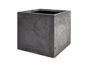 LARGE CUBE PLANTER, CEMENT DARK, SET OF 5-21.5"x20.5", 17.5"x17", 14"x14", 12"x11.5", 9.5"x8.5"