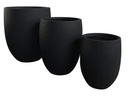 MILANO TALL FIBER PLANTER, BLACK, SET OF 3 - 27.5"x32.0" 21.5"x27.0" 17.0"x21.5"