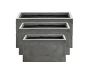 RECTANGULAR FIBER PLANTER, CEMENT GREY, SET OF 3 - 32.0" X 13.0" X 15.5", 24.0" X 10.5" X 12.0", 19.5"x7.5"x8.0", BCD