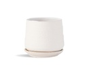 HAND ROLLED POT WITH ATTACHED SAUCER, SAND MILKY WHITE, 6.5"X6.5", CASE OF 4
