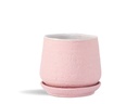 HAND ROLLED POT WITH ATTACHED SAUCER, SAND PINK, 8.0"X7.5", CASE OF 2