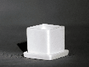 CUBE POT WITH DETACHED SAUCERS, MATTE WHITE, 2.5"x2.5", SOLD IN CASE OF 12