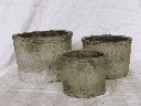 BEXLEY TERRA COTTA FARM POTS, MOSSED BLACKSTONE, 6.0"X4.5", 5.0"X4.0", 4.0"X3.0" (SOLD IN CASE OF 12 SETS)